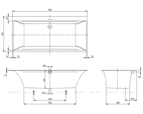 Квариловая ванна Villeroy & Boch Squaro Edge 12 190х90 UBQ190SQE2DV-01