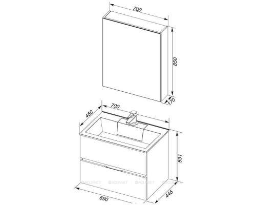 Мебель для ванной Aquanet Алвита 70 белый