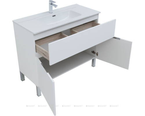 Мебель для ванной Aquanet Алвита New 100 1 ящик, 2 дверцы, белый матовый