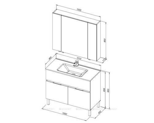 Мебель для ванной Aquanet Алвита New 100 1 ящик, 2 дверцы, белый матовый