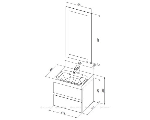 Мебель для ванной Aquanet Беркли 50 белый глянец (2 ящика)