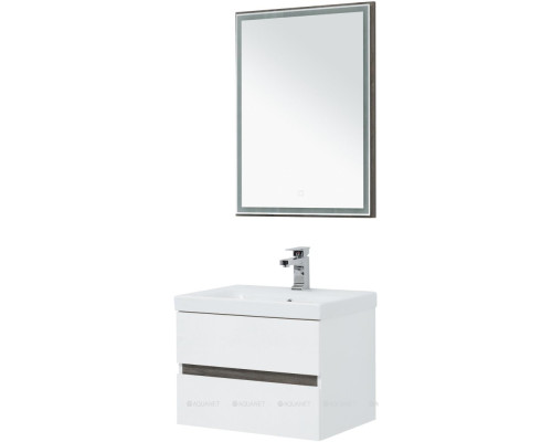 Мебель для ванной Aquanet Беркли 60 белый/дуб рошелье (зеркало дуб рошелье)