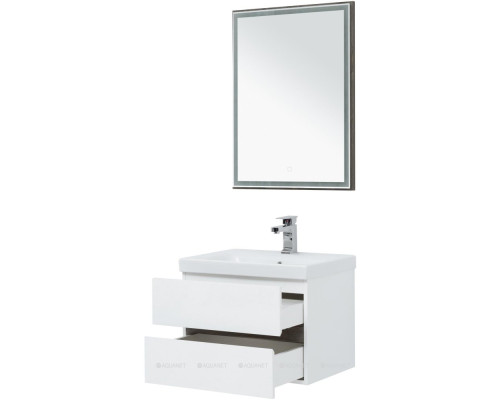 Мебель для ванной Aquanet Беркли 60 белый/дуб рошелье (зеркало дуб рошелье)