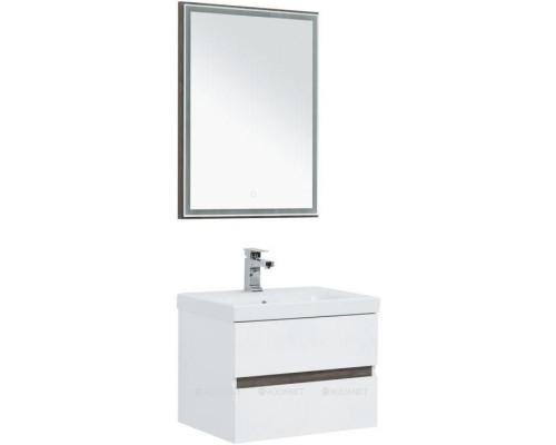 Мебель для ванной Aquanet Беркли 60 белый/дуб рошелье (зеркало дуб рошелье)