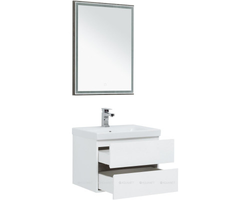 Мебель для ванной Aquanet Беркли 60 белый/дуб рошелье (зеркало дуб рошелье)