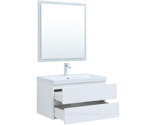 Мебель для ванной Aquanet Беркли 80 белый глянец (2 ящика)