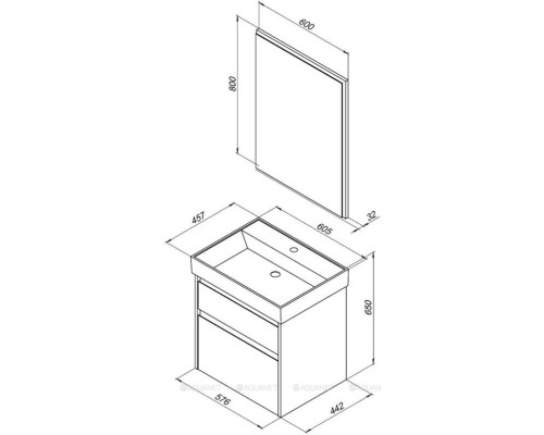 Мебель для ванной Aquanet Nova Lite 60 белый (2 ящика)
