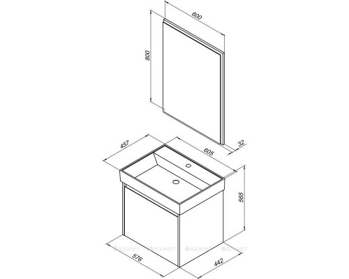 Мебель для ванной Aquanet Nova Lite 60 дуб рустикальный (1 ящик)