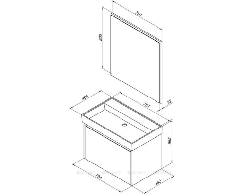 Мебель для ванной Aquanet Nova Lite 75 дуб рустикальный (1 ящик)
