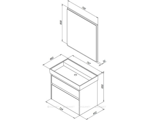 Мебель для ванной Aquanet Nova Lite 75 дуб рустикальный (2 ящика)