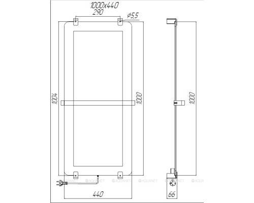 Полотенцесушитель электрический Allen Brau Infinity 100x44 с рейлингом 2.0 и креплением, черный матовый