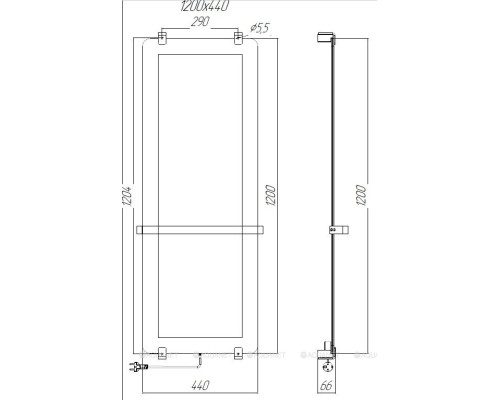 Полотенцесушитель электрический Allen Brau Infinity 120x44 с рейлингом 2.0 и креплением, черный матовый