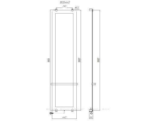 Полотенцесушитель электрический Allen Brau Infinity 180x44 с рейлингом 2.0 и креплением, медь браш
