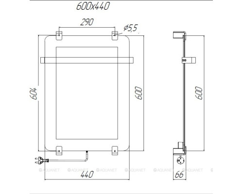 Полотенцесушитель электрический Allen Brau Infinity 60x44 с рейлингом 2.0 и креплением, серебро браш
