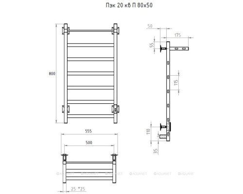 Полотенцесушитель электрический Тругор Пэк 20 кв П 80х50 00-00048453