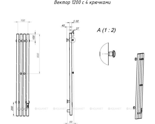 Полотенцесушитель электрический Тругор Пэк сп Вектор 120x15 оружейная сталь ВГП