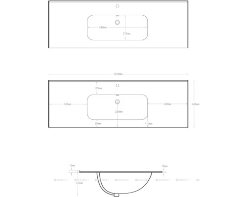 Раковина Aquanet Flat 120 белая матовая