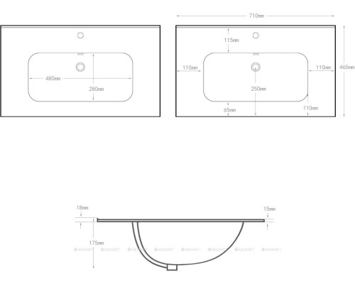 Раковина Aquanet Flat 70 черная матовая