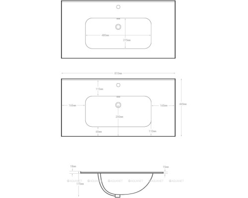 Раковина Aquanet Flat 80 белая