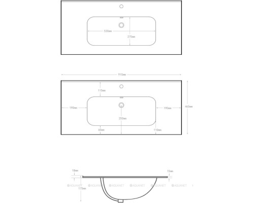 Раковина Aquanet Flat 90 белая матовая
