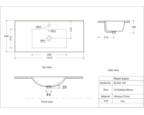 Раковина Aquanet Flow 100