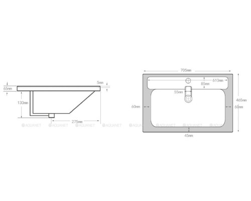 Раковина Aquanet Ирис 70 белая