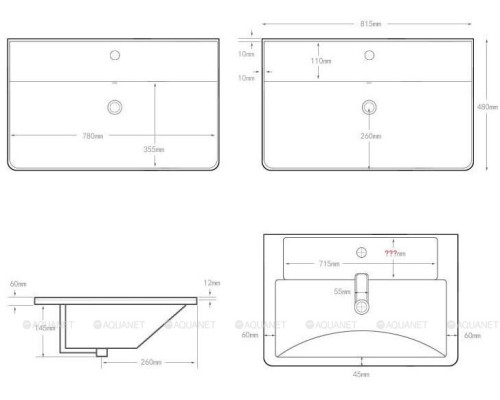 Раковина Aquanet Ирис 80 белая