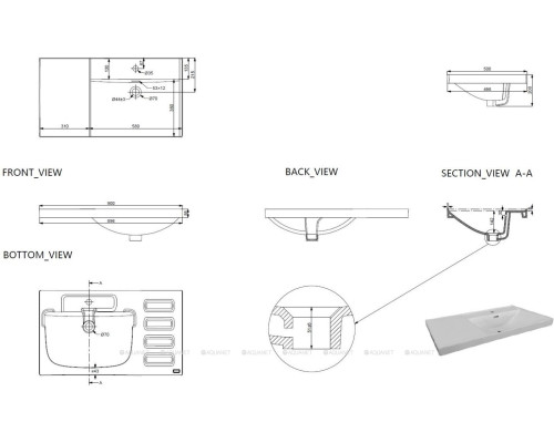 Раковина Aquanet Side 90 правая