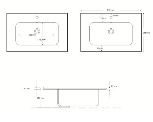 Раковина Aquanet Терра 90