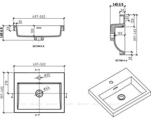 Раковина BelBagno BB-500-PM-LVB