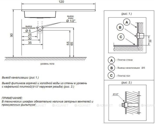 Раковина Dolomite Джерси 120 L