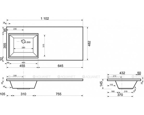 Раковина Эстет Даллас 110 L