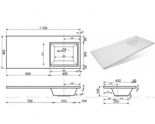 Раковина Эстет Даллас 110 R