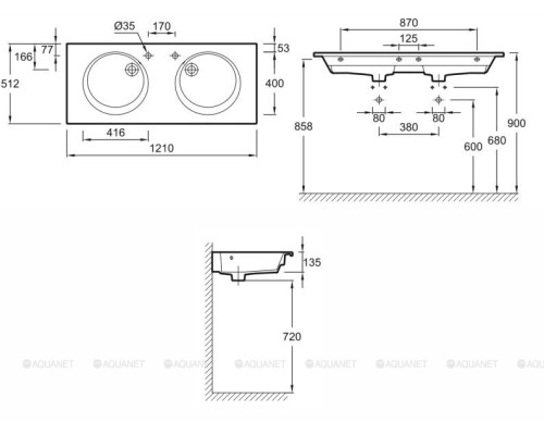 Раковина Jacob Delafon Odeon Rive Gauche 120 EXAT112-Z-00