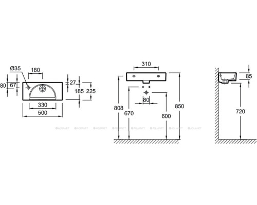 Раковина Jacob Delafon Odeon Rive Gauche 50 L EGO112-55-00