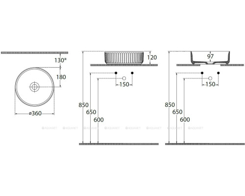 Раковина накладная Allen Brau Fantasy Line 36 4.11032.MT мятный