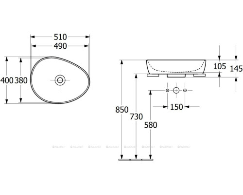 Раковина накладная Villeroy & Boch Antao 51 4A7351AM миндальный