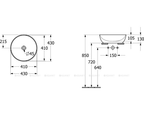 Раковина накладная Villeroy & Boch Artis 4179 43 R1 430x430x130 CeramicPlus