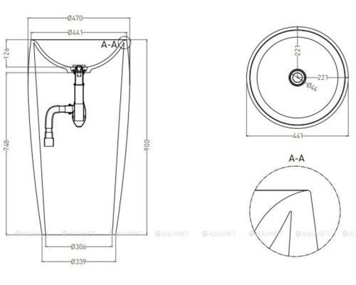 Раковина Salini Armonia 47 130321M белый матовый