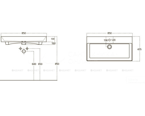 Раковина Sanovit Slim Synergy 85 17085 черный матовый
