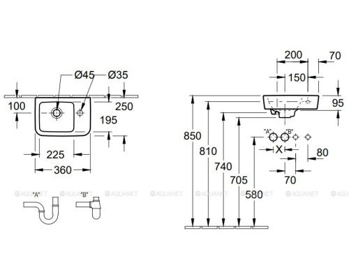 Раковина Villeroy & Boch ONovo 36 43433601