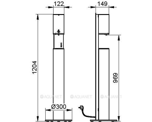 Сенсорный дозатор пены напольный Keuco Plan 14956172137 алюминий/черно-серый