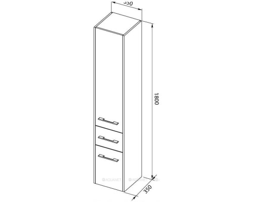 Шкаф-пенал Aquanet Августа 35 L белый (ручки хром)
