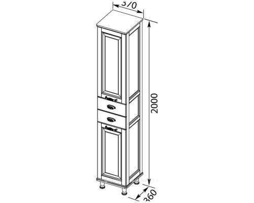 Шкаф-пенал Aquanet Тесса Декапе 35 жасмин/серебро