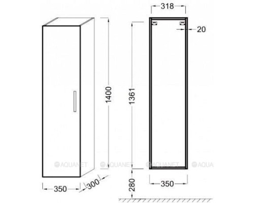 Шкаф-пенал Jacob Delafon Ola 35 EB396-N14 серый антрацит