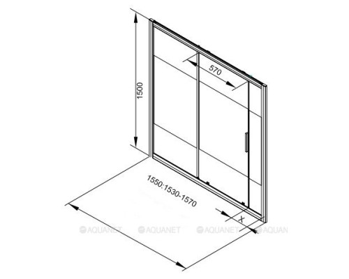 Шторка на ванну Aquanet Practic AE10-B-155H150U-CP 155, прозрачное стекло/шелкография