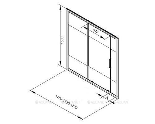 Шторка на ванну Aquanet Practic AE10-B-175H150U-CP 175, прозрачное стекло/шелкография