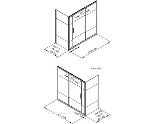 Шторка на ванну Aquanet Practic AE10-B-180H150U-CP, прозрачное стекло