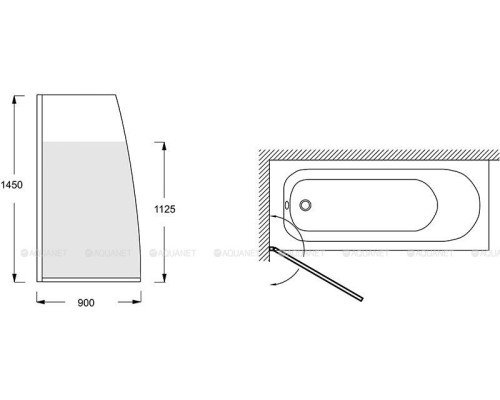 Шторка на ванну Jacob Delafon Serenity 145x90 E4933-BL