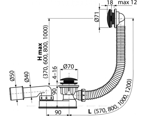 Сифон для ванны AlcaPlast A507BLACK-80